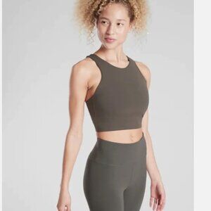 New Athleta Conscious Crop Top  Powervita Sports Bra size small Arbor Olive NWT